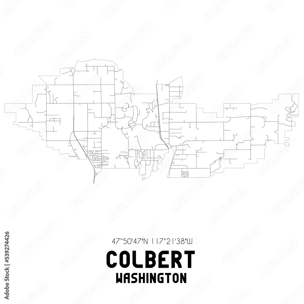 Colbert Washington. US street map with black and white lines.