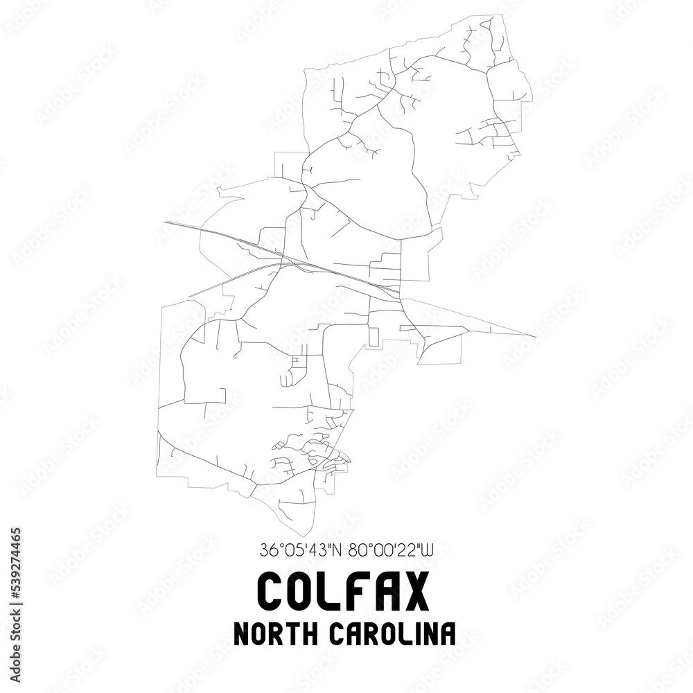Colfax North Carolina. US street map with black and white lines. Colfax North Carolina. US street map with black and white lines.