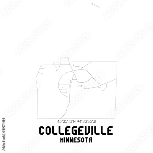 Collegeville Minnesota. US street map with black and white lines. photo