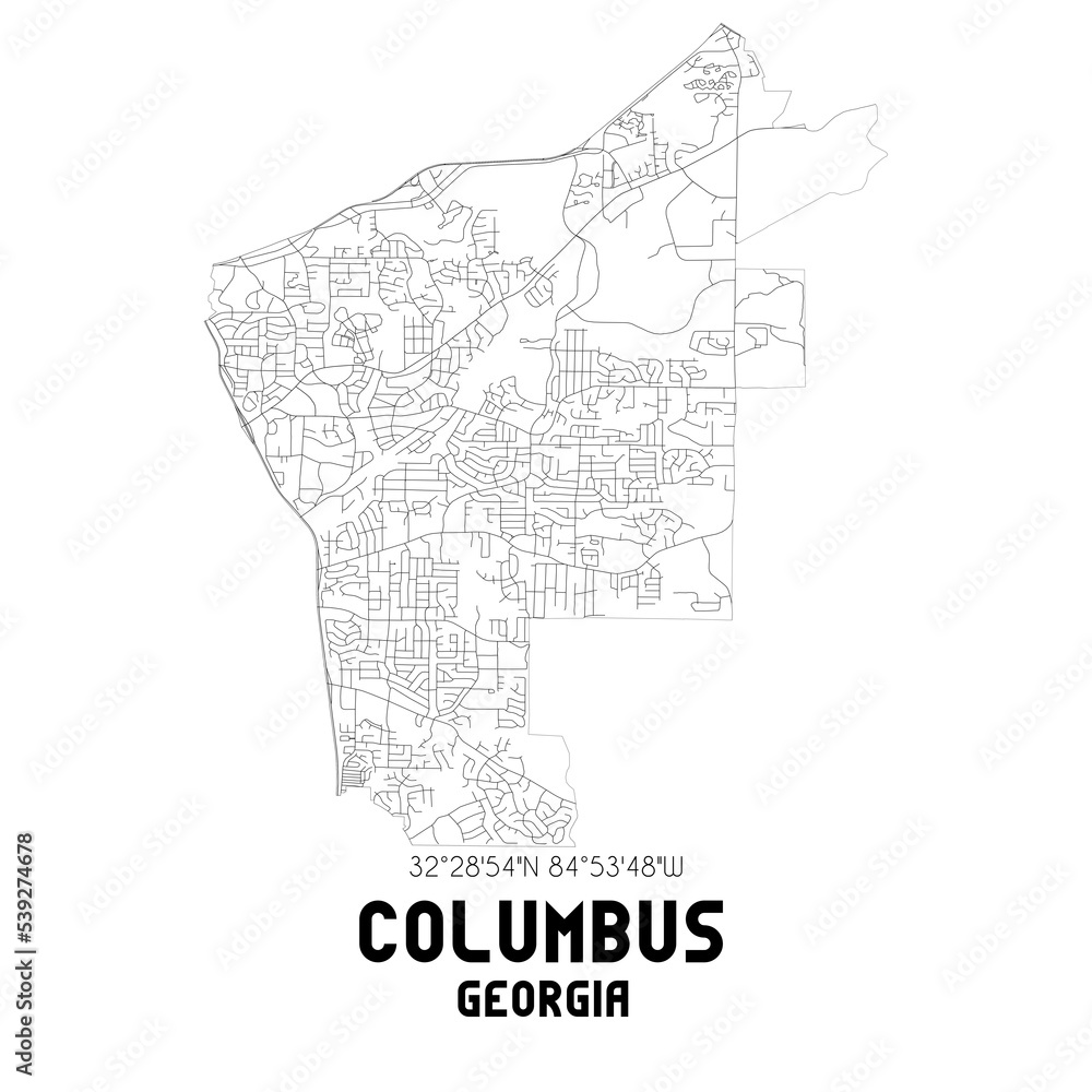 Columbus US street map with black and white lines. ilustración de Stock Adobe Stock