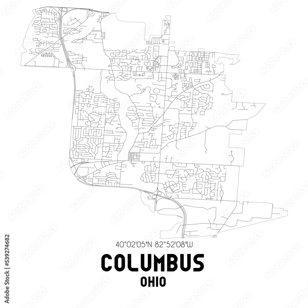 Columbus Ohio. US street map with black and white lines. Columbus Ohio. US street map with black and white lines.