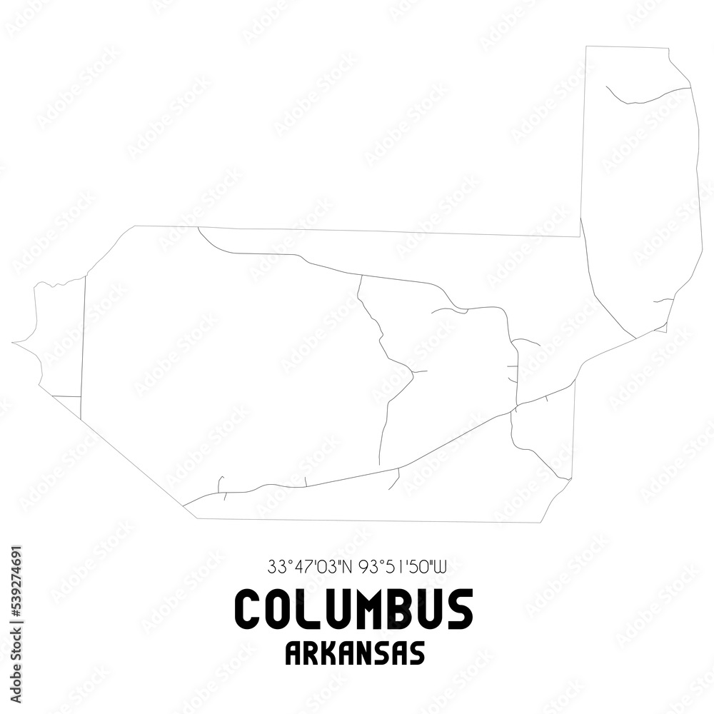 Columbus Arkansas. US street map with black and white lines. Columbus Arkansas. US street map with black and white lines.