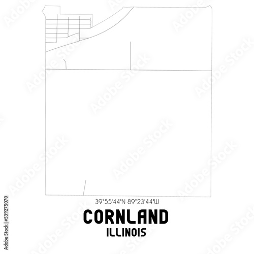 Cornland Illinois. US street map with black and white lines. photo