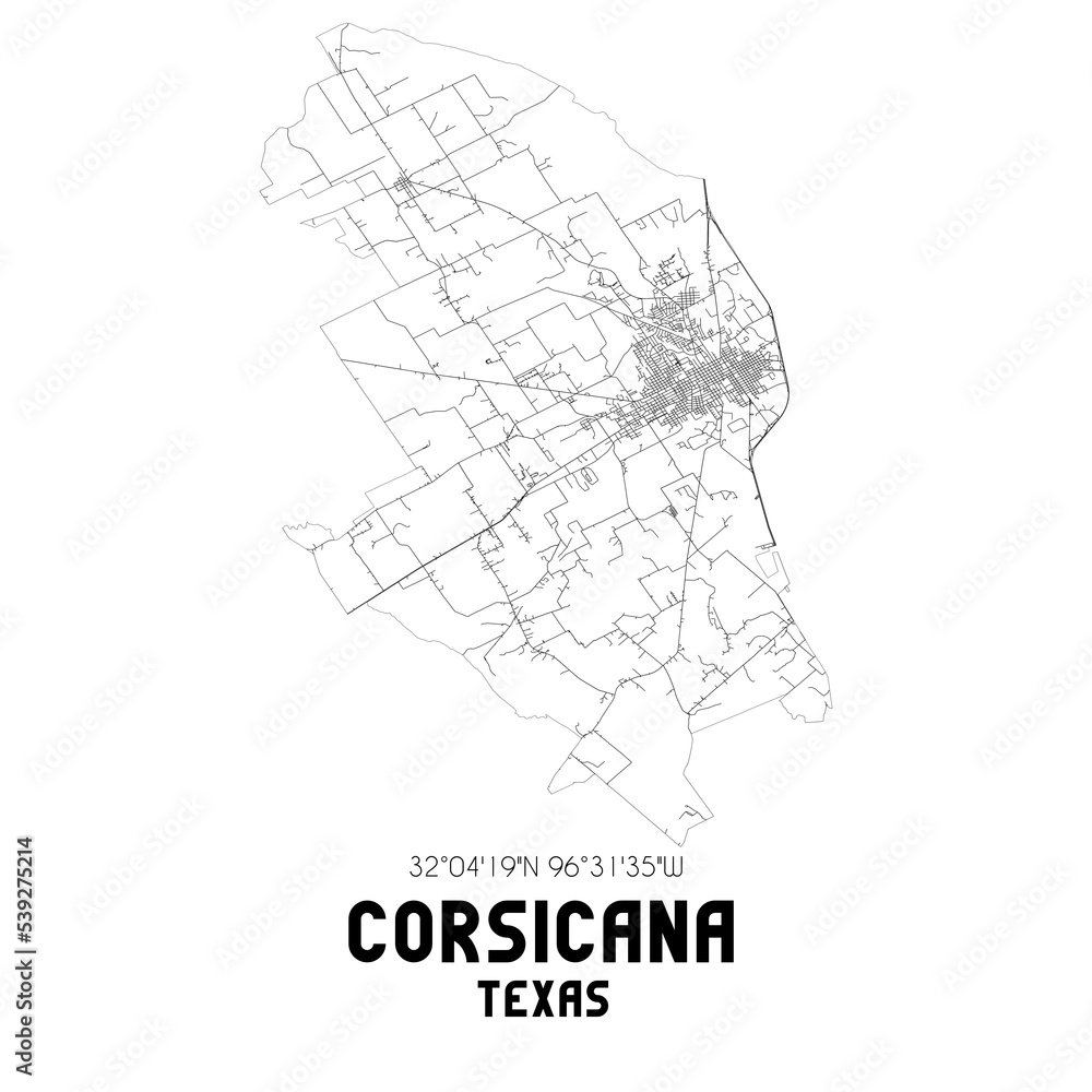 Corsicana Texas. US street map with black and white lines. Corsicana Texas. US street map with black and white lines.
