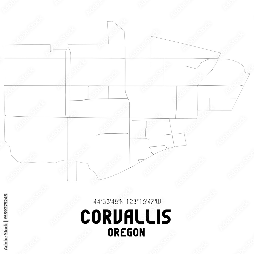 Obraz premium Corvallis Oregon. US street map with black and white lines.
