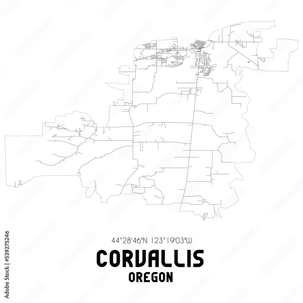 Corvallis Oregon. US street map with black and white lines. Corvallis Oregon. US street map with black and white lines.