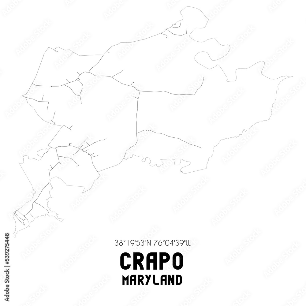 Crapo Maryland. US street map with black and white lines.