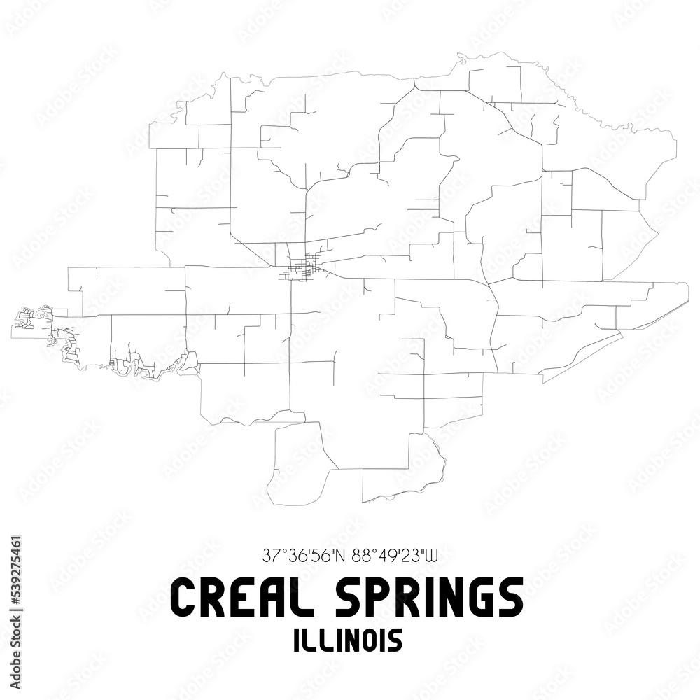 Creal Springs Illinois. US street map with black and white lines.