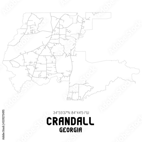 Crandall Georgia. US street map with black and white lines. photo