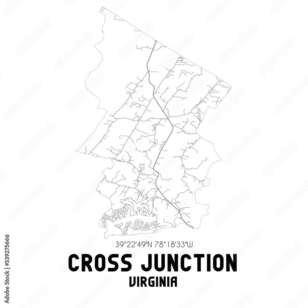Cross Junction Virginia. US street map with black and white lines. Cross Junction Virginia. US street map with black and white lines.