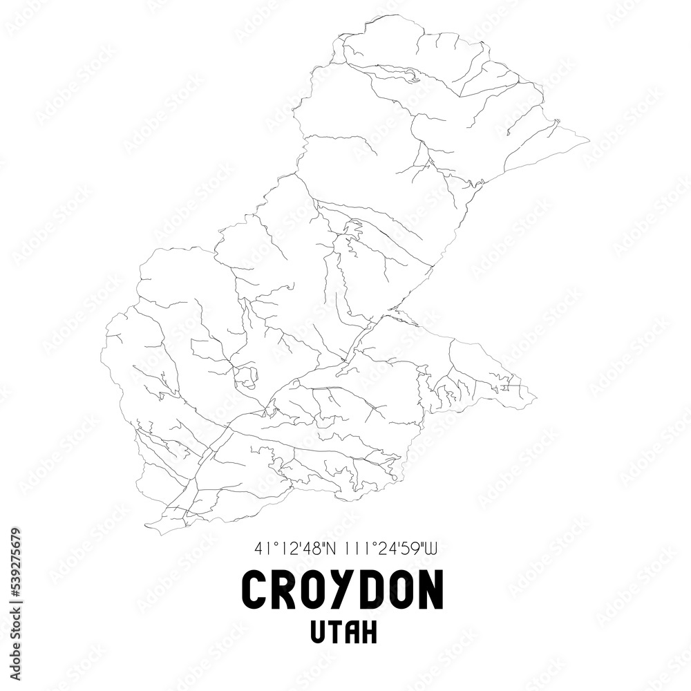Croydon Utah. US street map with black and white lines. Croydon Utah. US street map with black and white lines.