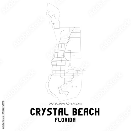 Crystal Beach Florida. US street map with black and white lines.