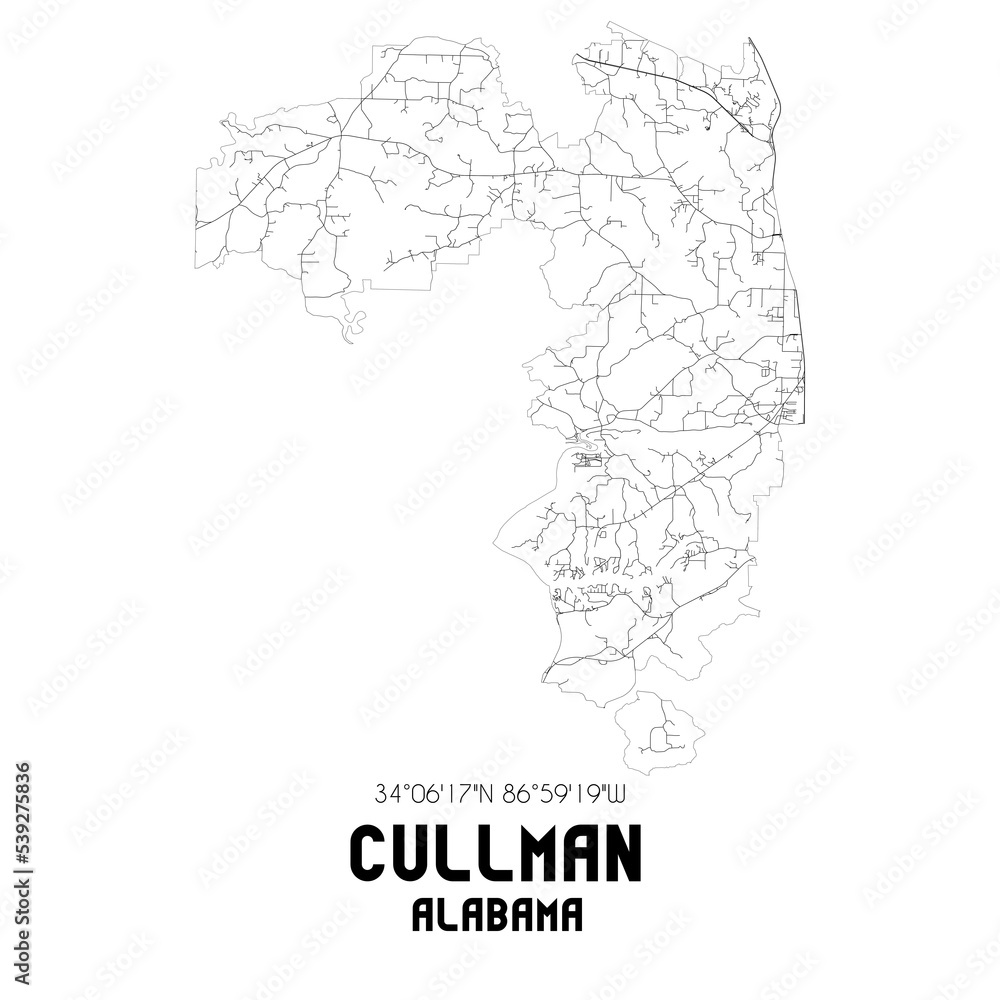 Cullman Alabama. US street map with black and white lines. Cullman Alabama. US street map with black and white lines.