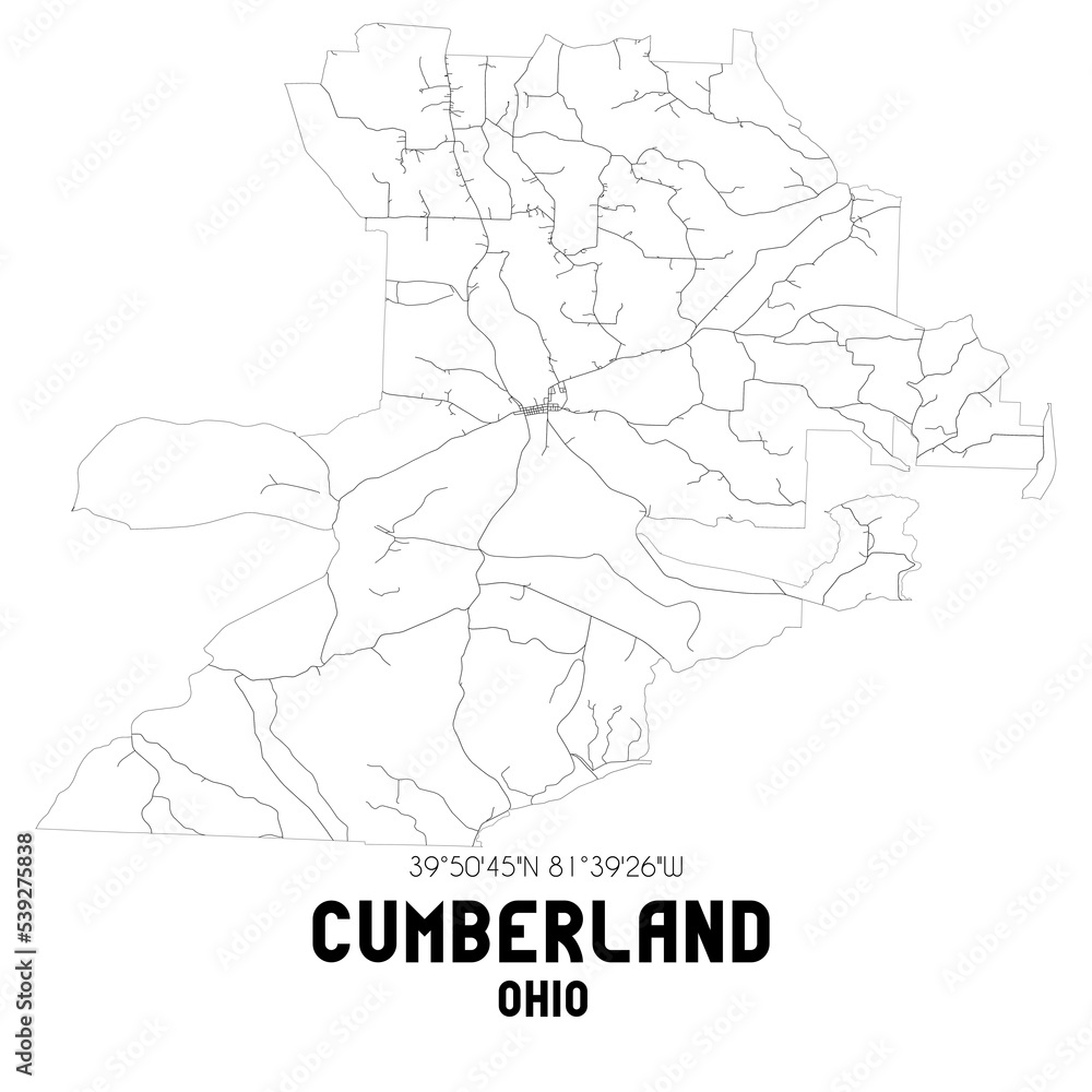 Cumberland Ohio. US street map with black and white lines. Cumberland Ohio. US street map with black and white lines.