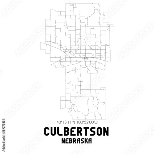 Culbertson Nebraska. US street map with black and white lines.