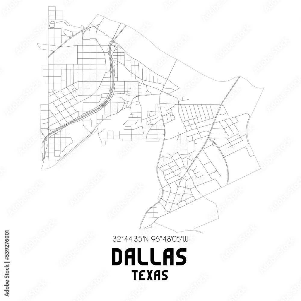 Dallas Texas. US street map with black and white lines. Dallas Texas. US street map with black and white lines.
