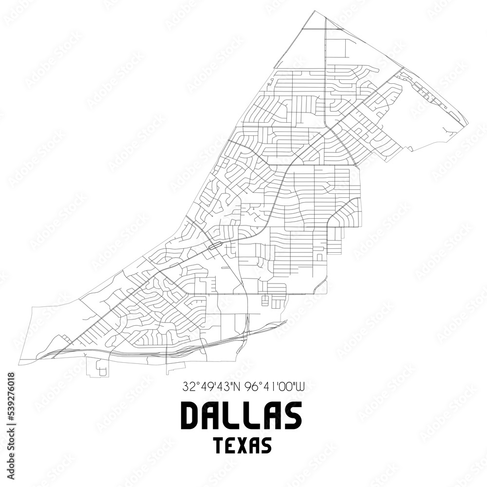Dallas Texas. US street map with black and white lines. Dallas Texas. US street map with black and white lines.
