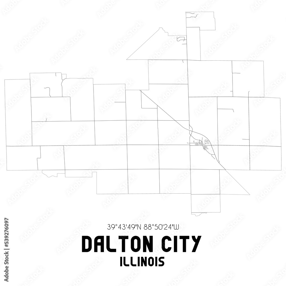 Dalton City Illinois. US street map with black and white lines. Dalton City Illinois. US street map with black and white lines.