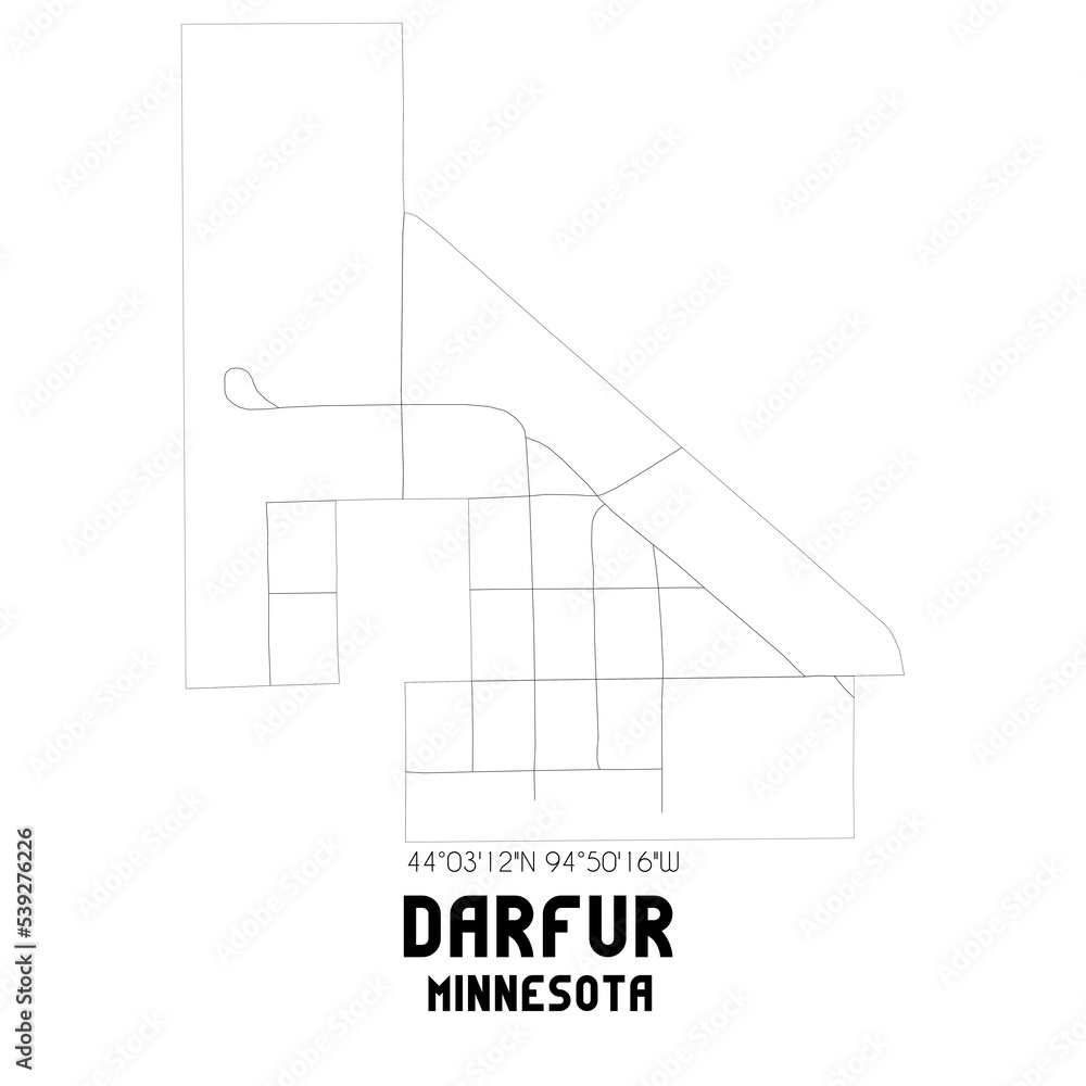 Darfur Minnesota. US street map with black and white lines. Darfur Minnesota. US street map with black and white lines.