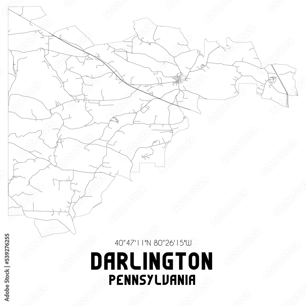 Darlington Pennsylvania. US street map with black and white lines. Darlington Pennsylvania. US street map with black and white lines.