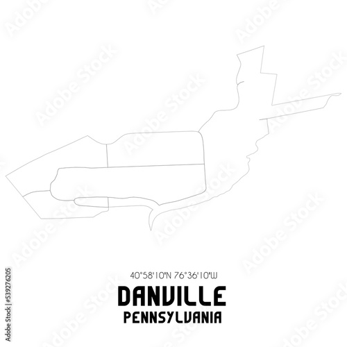 Danville Pennsylvania. US street map with black and white lines. photo