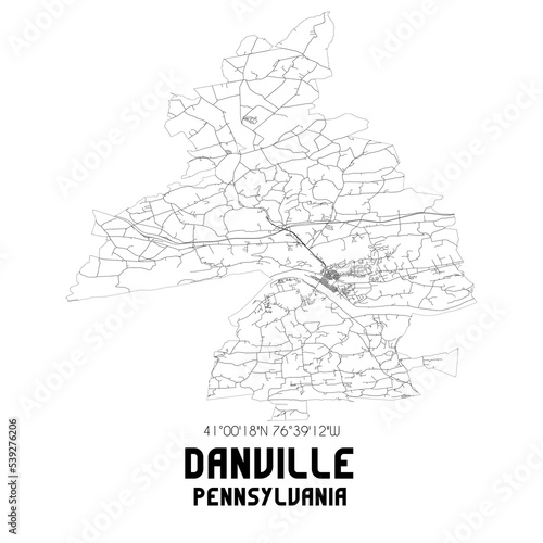 Danville Pennsylvania. US street map with black and white lines. photo