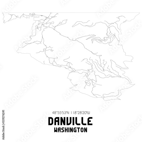 Danville Washington. US street map with black and white lines.