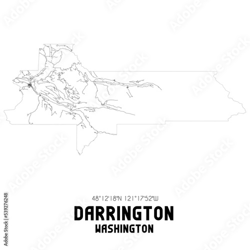 Darrington Washington. US street map with black and white lines.