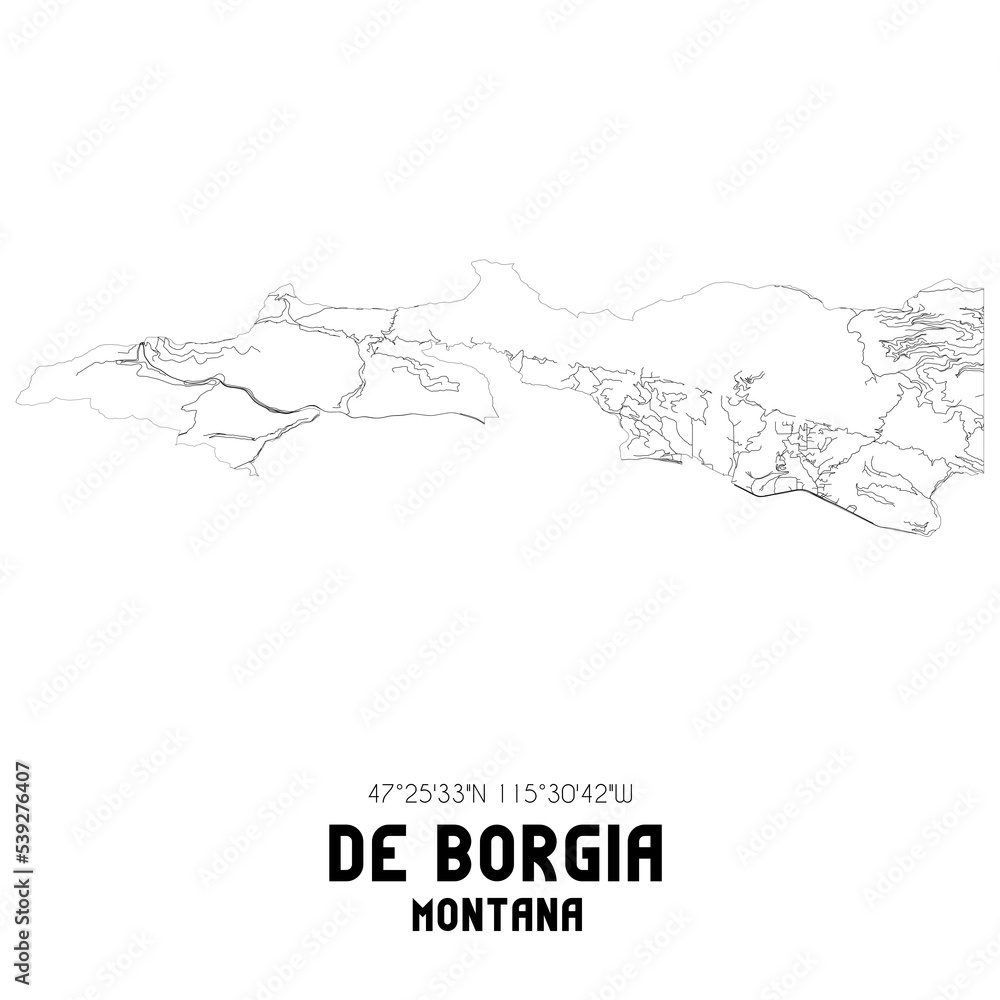 De Borgia Montana. US street map with black and white lines.