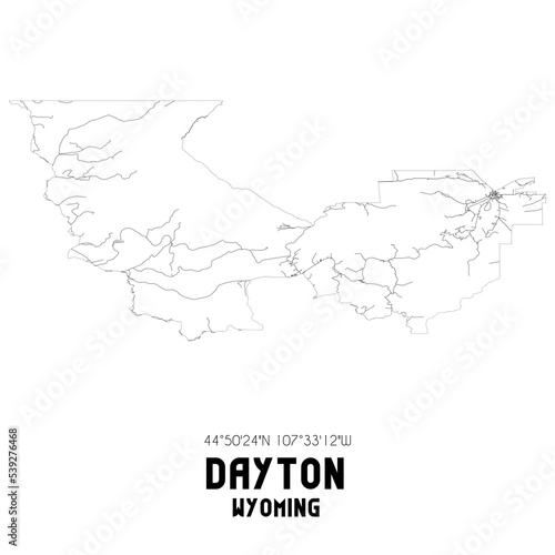 Dayton Wyoming. US street map with black and white lines. photo