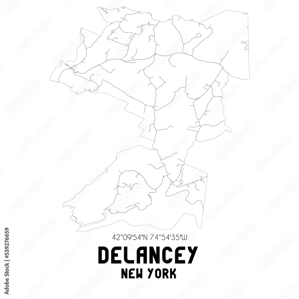 Delancey New York. US street map with black and white lines. Delancey New York. US street map with black and white lines.