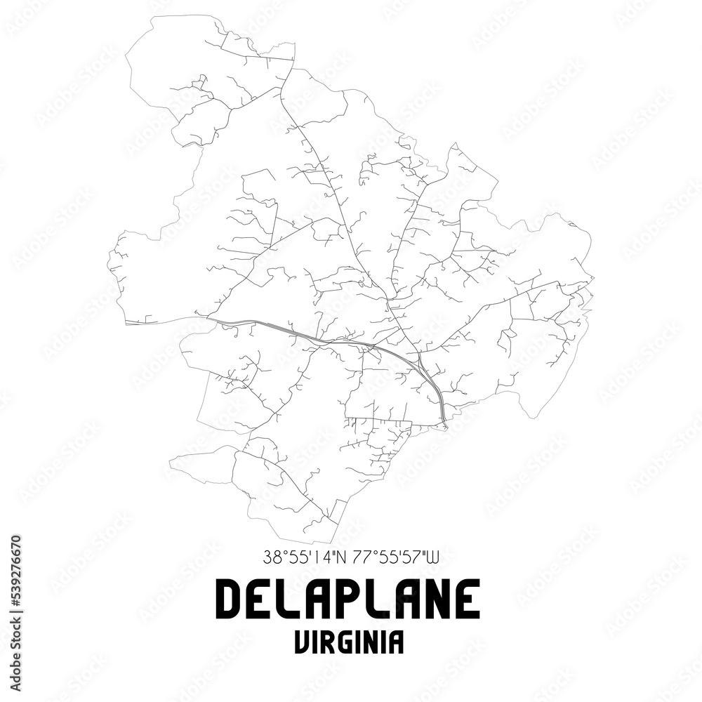 Delaplane Virginia. US street map with black and white lines. Delaplane Virginia. US street map with black and white lines.