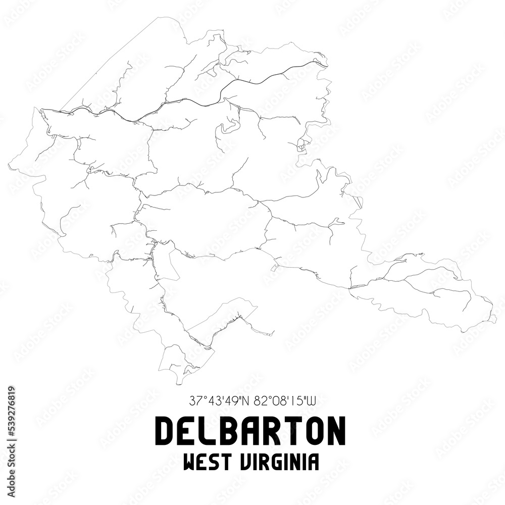 Delbarton West Virginia. US street map with black and white lines. Delbarton West Virginia. US street map with black and white lines.