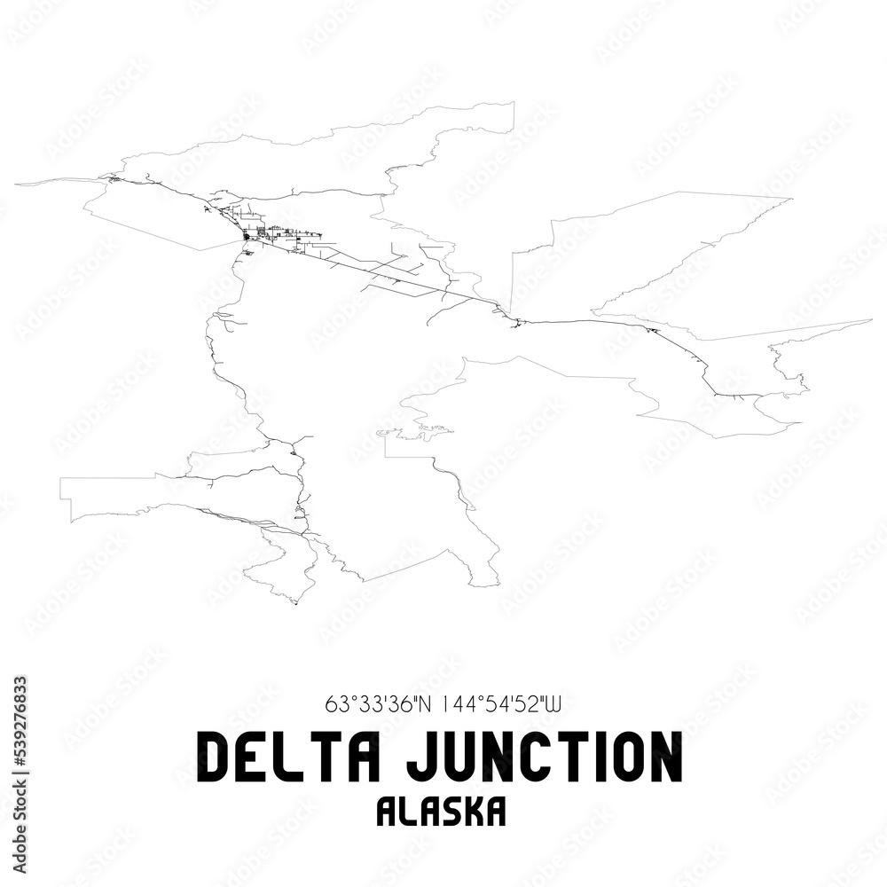 Delta Junction Alaska. US street map with black and white lines. Delta Junction Alaska. US street map with black and white lines.