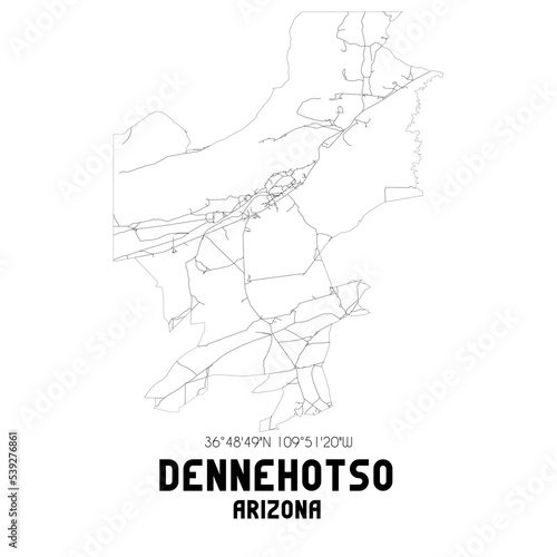 Dennehotso Arizona. US street map with black and white lines.