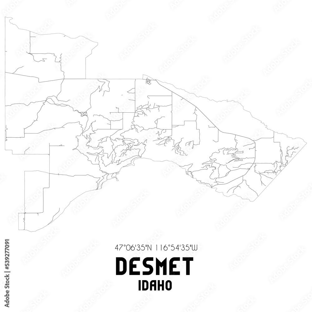 Desmet Idaho. US street map with black and white lines. Desmet Idaho. US street map with black and white lines.