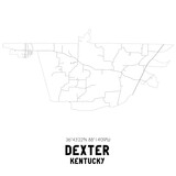 Dexter Kentucky. US street map with black and white lines.