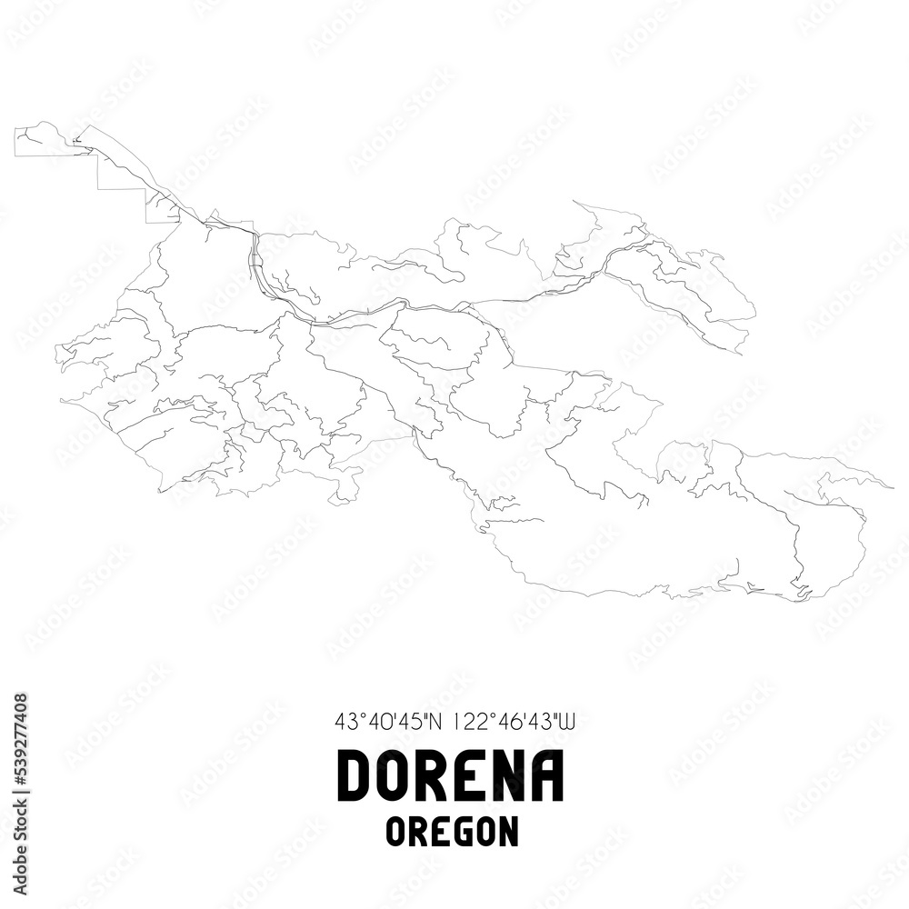Dorena Oregon. US street map with black and white lines. Dorena Oregon. US street map with black and white lines.
