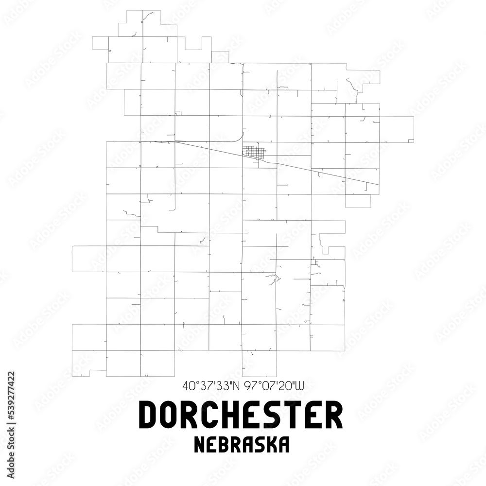 Dorchester Nebraska. US street map with black and white lines. Dorchester Nebraska. US street map with black and white lines.