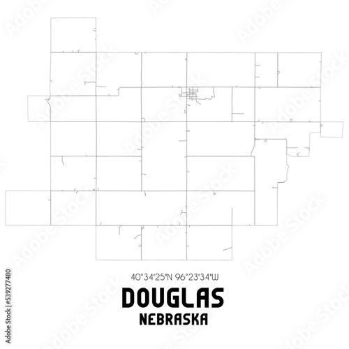 Douglas Nebraska. US street map with black and white lines. photo