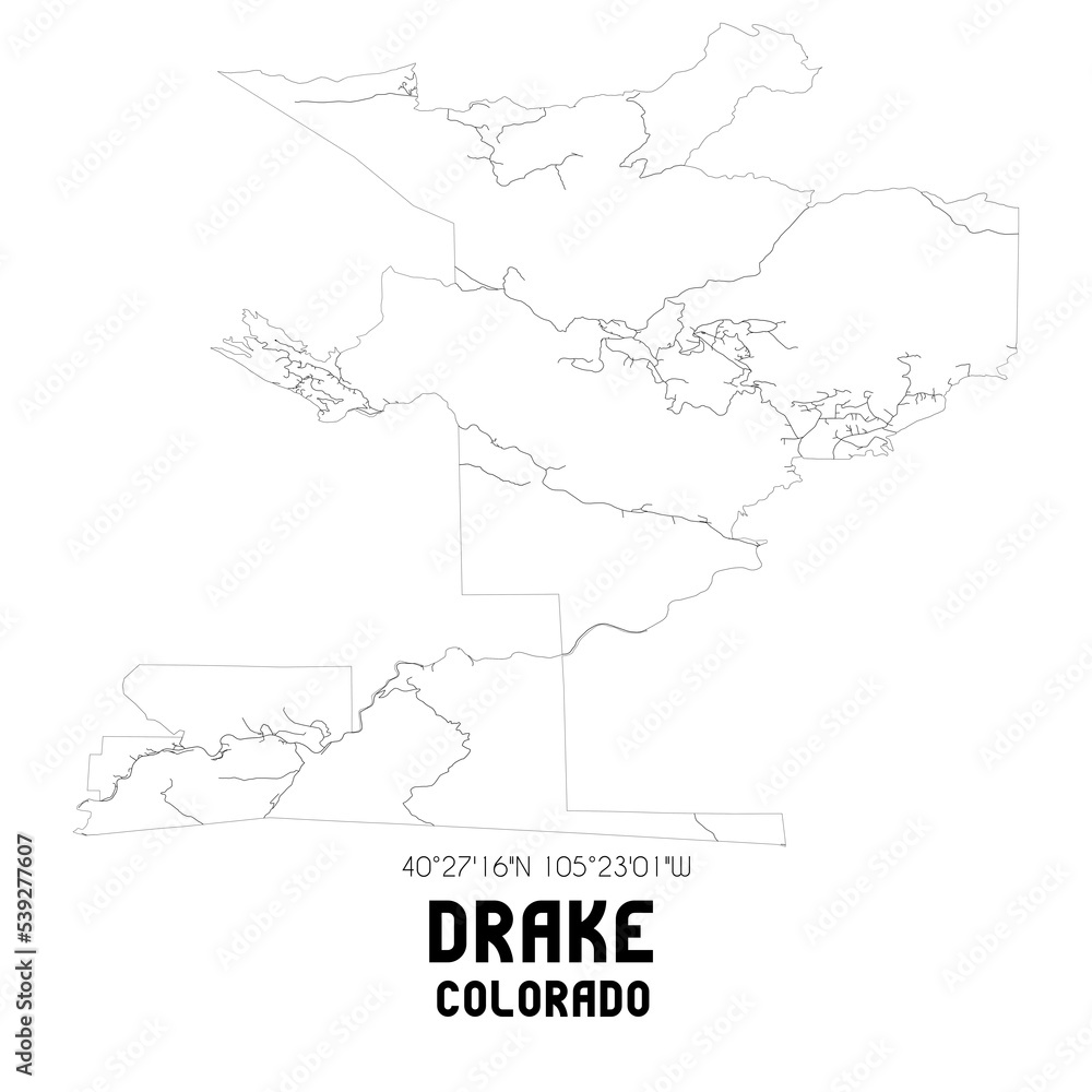 Drake Colorado. US street map with black and white lines. Drake Colorado. US street map with black and white lines.