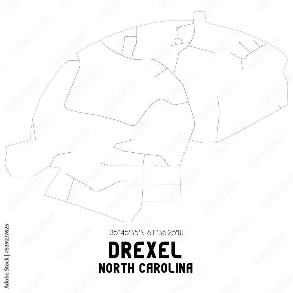Drexel North Carolina. US street map with black and white lines. Drexel North Carolina. US street map with black and white lines.
