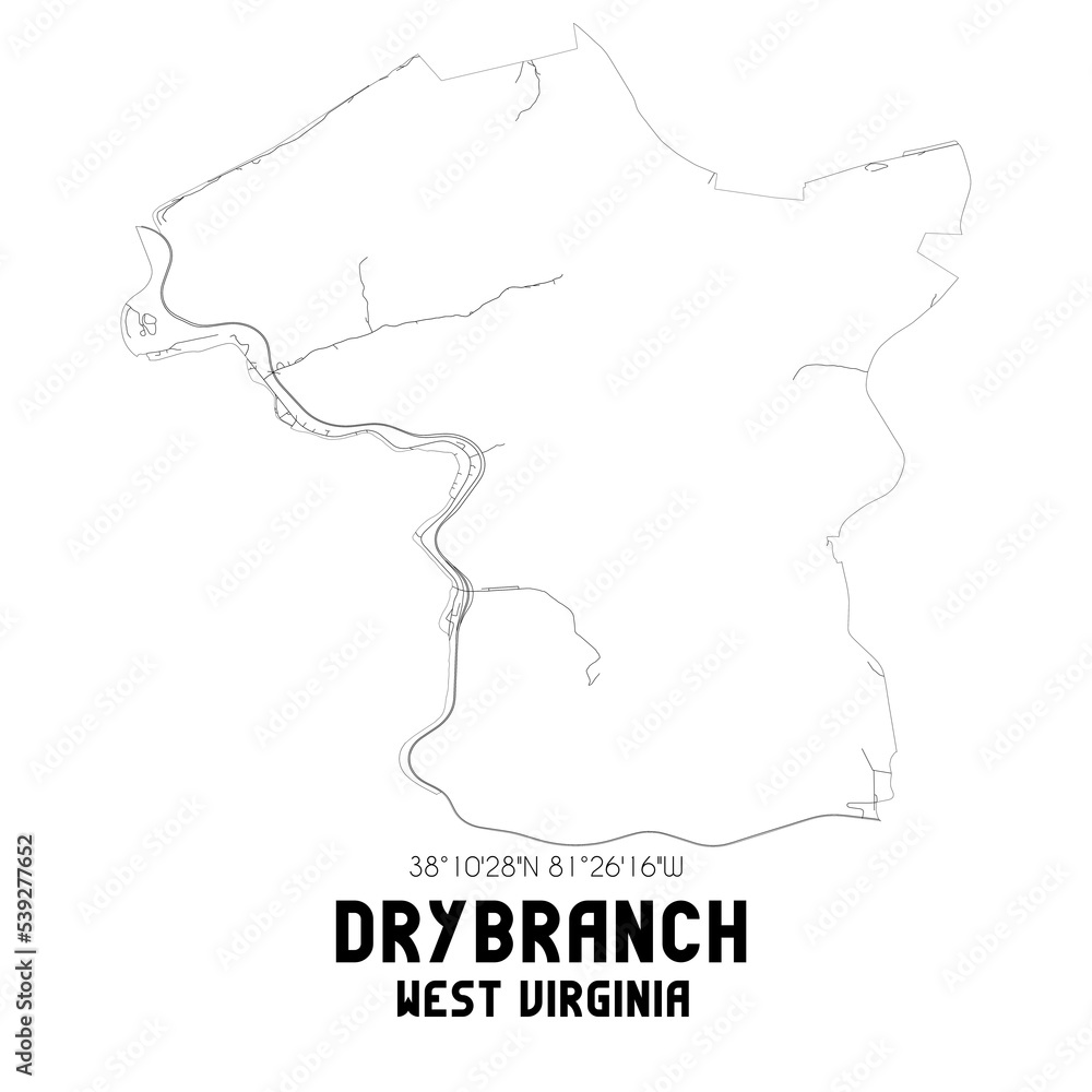 Drybranch West Virginia. US street map with black and white lines. Drybranch West Virginia. US street map with black and white lines.