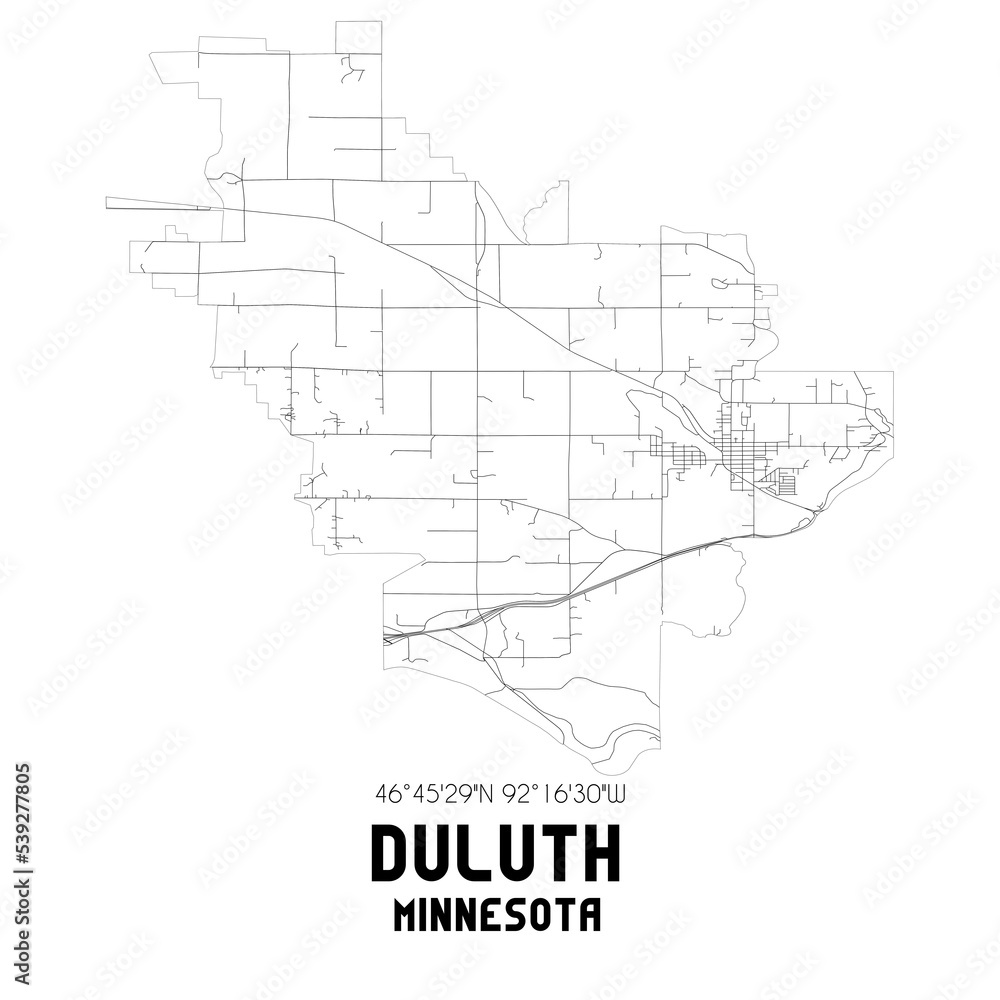 Duluth Minnesota. US street map with black and white lines. Duluth Minnesota. US street map with black and white lines.