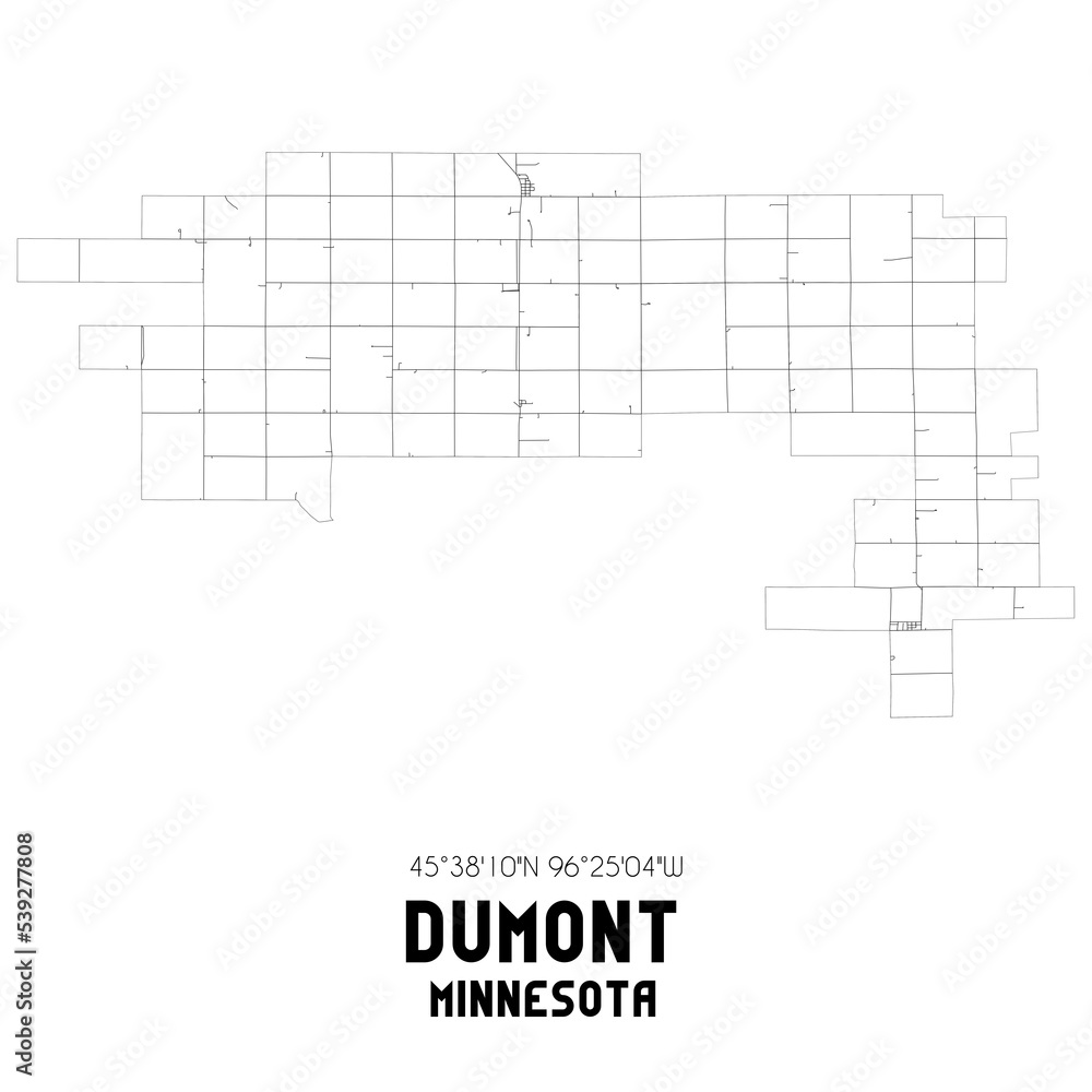 Dumont Minnesota. US street map with black and white lines. Dumont Minnesota. US street map with black and white lines.