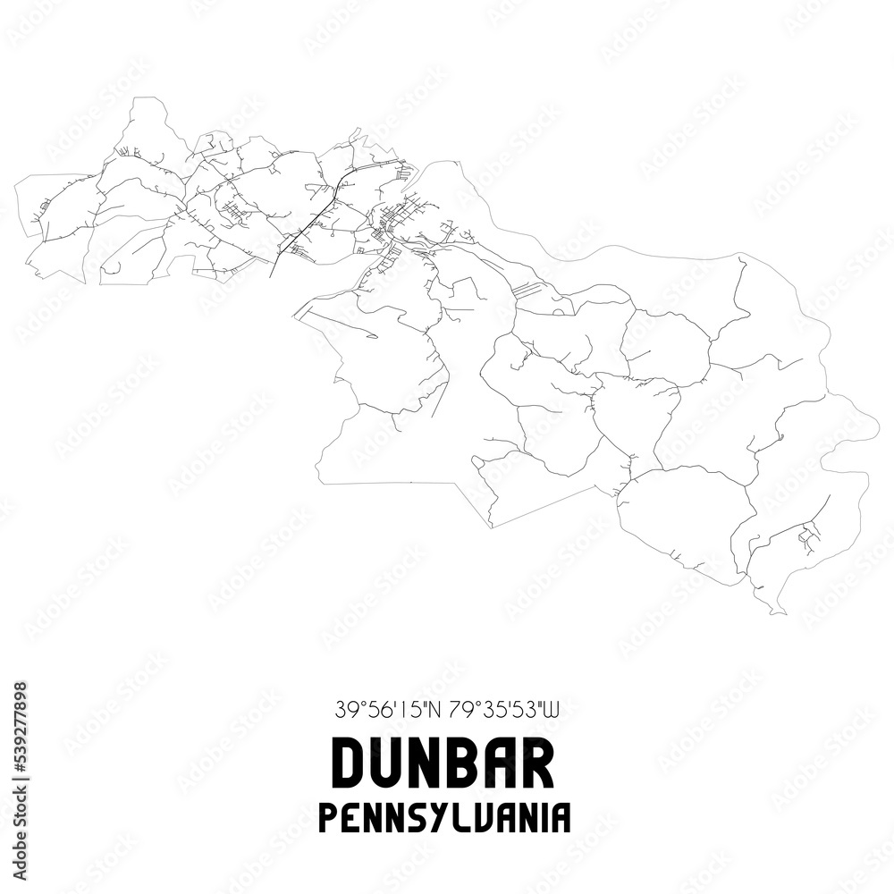 Dunbar Pennsylvania. US street map with black and white lines. Dunbar Pennsylvania. US street map with black and white lines.