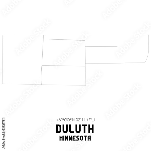 Duluth Minnesota. US street map with black and white lines.