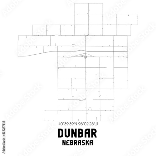 Dunbar Nebraska. US street map with black and white lines. photo