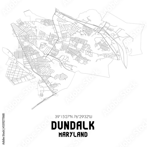 Dundalk Maryland. US street map with black and white lines.