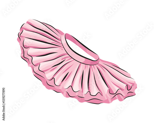 Ballet accessorie. Part of pink ballet dress or tutu skirt. Vector hand drawn sketch style object photo